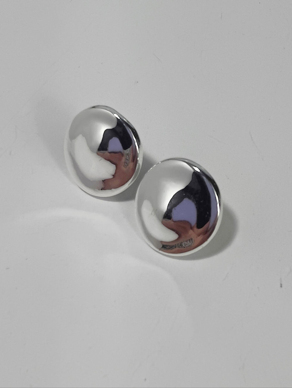 RLM Soho Silver Tone Dome Stud Earrings Modern Minimalist Designer Signed